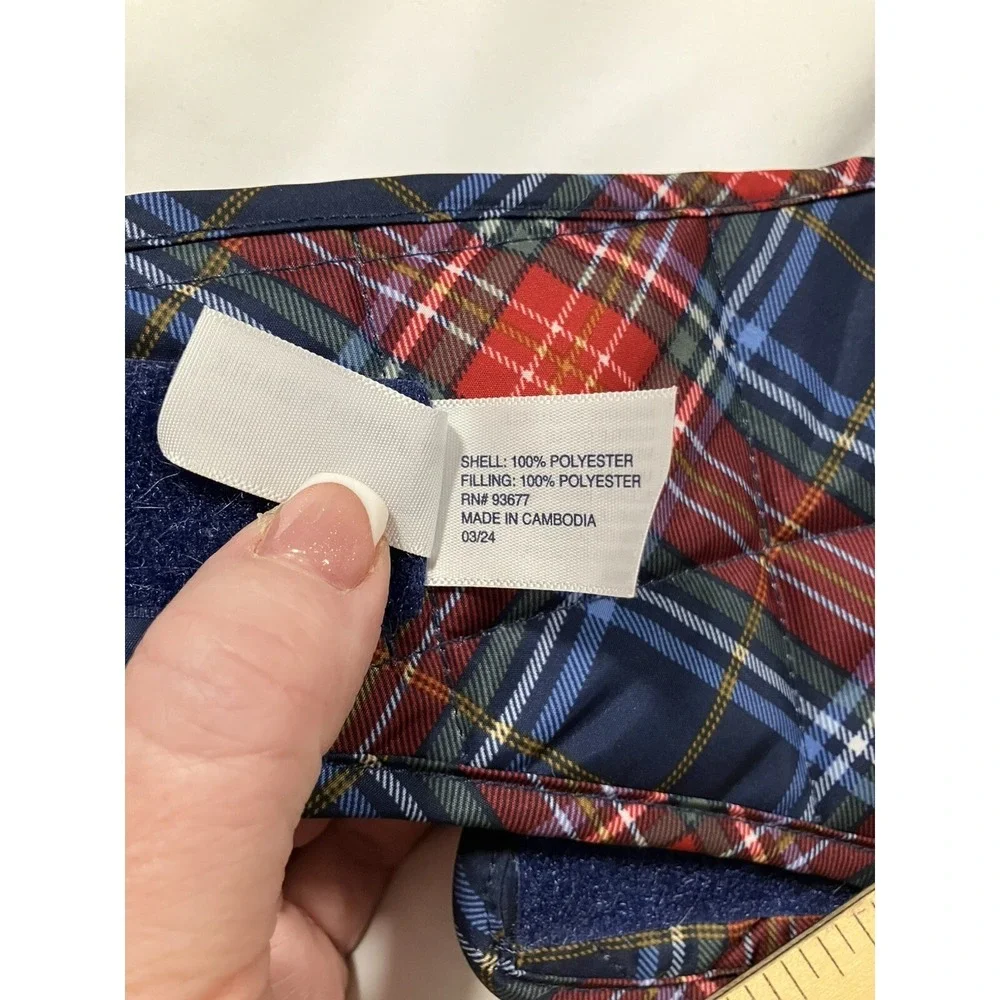 St. John's Bark Dog Coat Size Large Blue Red Plaid